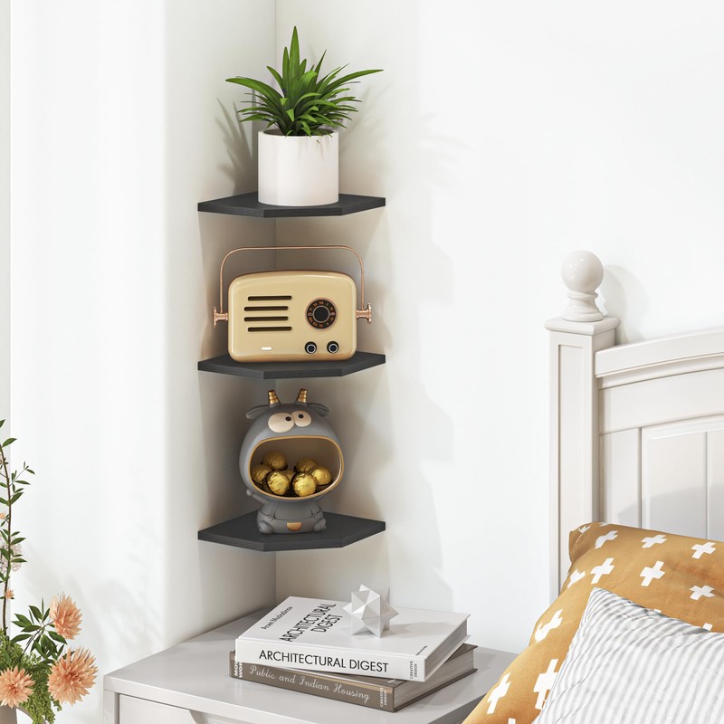 Fun Memories Corner Shelf Wall Mount, Floating Corner Shelves, Set