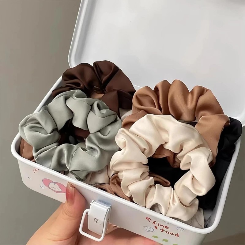 12 Satin Scrunchies Thick Elastic Hair Ties for Women Wrist