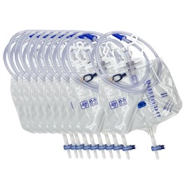 10 Pack Large 2000 ml Urinary Drainage Bag for Adults, Latex-Free Sterile Urine Bag with Anti-Reflux Chamber, Bolsa de Orina Desechable