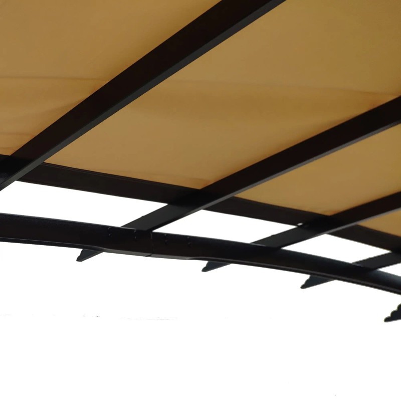 Khaki 12x9 Ft Curved Outdoor Pergola Canopy Cover Durable Weatherproof
