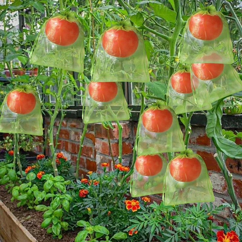 Fruit Protection Bags, Green Mesh Netting Bag, Drawstring Reusable 6X8Inch