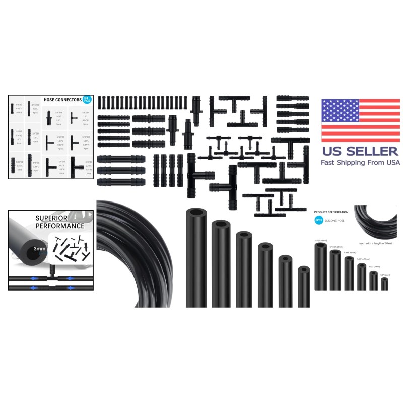 Multipurpose Vacuum Line Kit,6Pcs 5Ft Vacuum Hose Automotive+64P