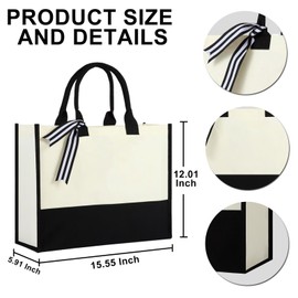 Women Canvas Tote Bag, Gifts for Her Birthday, Mother's Day, Valentine’s Day, Christmas, Thanksgiving or Retire Gift(Blank)