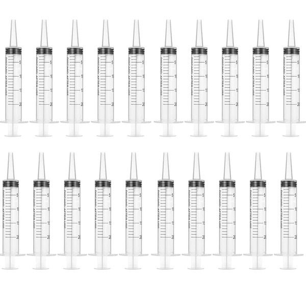 20 Pack 20ml Syringes with Lid, Plastic Syringe Sterile without