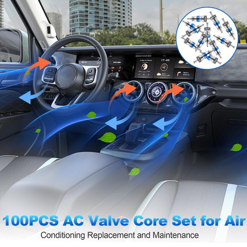 100Pcs HVAC Schrader Valve Core, High-Pressure Valve Stem Core with