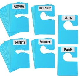 DMLNN 20 Pack White Clothing Rack Size Dividers Plus 45 Labels (1 Inch) and 18 Large Blank Labels, Large Rectangular Clothing Closet Dividers (Blue)