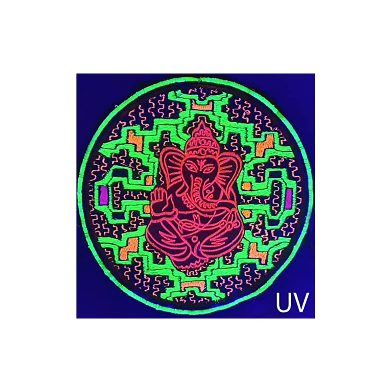 ImZauberwald Ganesha Ayahuasca Patch ~7inch Handmade DMT Shipibo Conibo UV