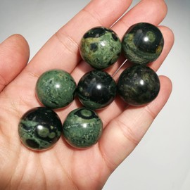 Manekieko Natural Kambaba Jasper Crystal Ball Set, 20 mm, Feng Shui Chakra Aura Home Desk, Decorative Collection, Pack of 7