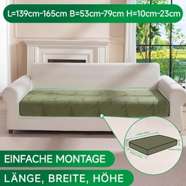 OHSIO Sofa Cover - Universal Elastic Sofa Cover for Seat Cushion, Non-Slip, Washable & Easy Care, Ideal for Sofa Protection (Green, 1 x Seat Cover L)