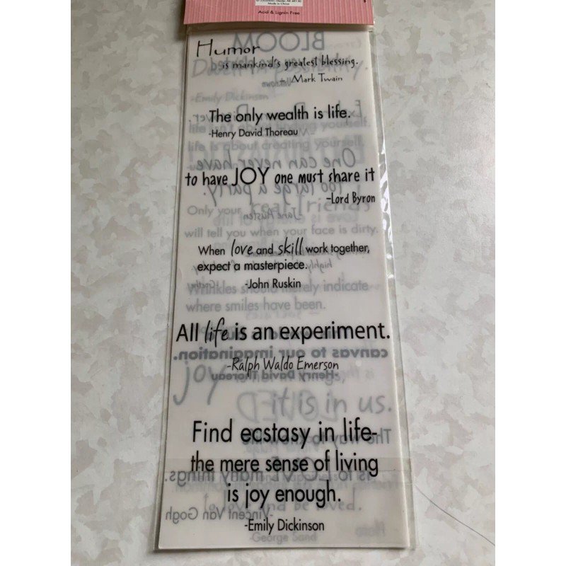COLORBOK 3D VELLUM SENTIMENTS TWO SHEETS 4.5”x11” PHRASES QUOTES WORDS