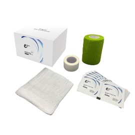 Endure Wound Care Kit 1, First Aid Variety Pack That Includes, Non-Sterile Gauze Swab 4"x4" Pack of 100, 1 Roll of White Paper Tape, 10 Alcohol Prep Pads & 1 Cohesive Bandage (Green Cohesive Wrap)