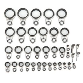 equlup Fishing Rod Guide Ring, 37 Pieces Fishing Rod Guide Top Tip Ring Telescopic Casting Fishing Rod Repair Kit, Fishing Rod Parts Replacement