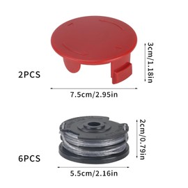 COEWUR 6Pcs Strimmer Spool and Line Replacement Bosch Strimmer Wire for Bosch ART 30-36 L1 AdvancedGrassCut36 ART 24 ART 27 ART 30 ART24+ ART27+ ART30+ with 2 Cover, Replace F016800351