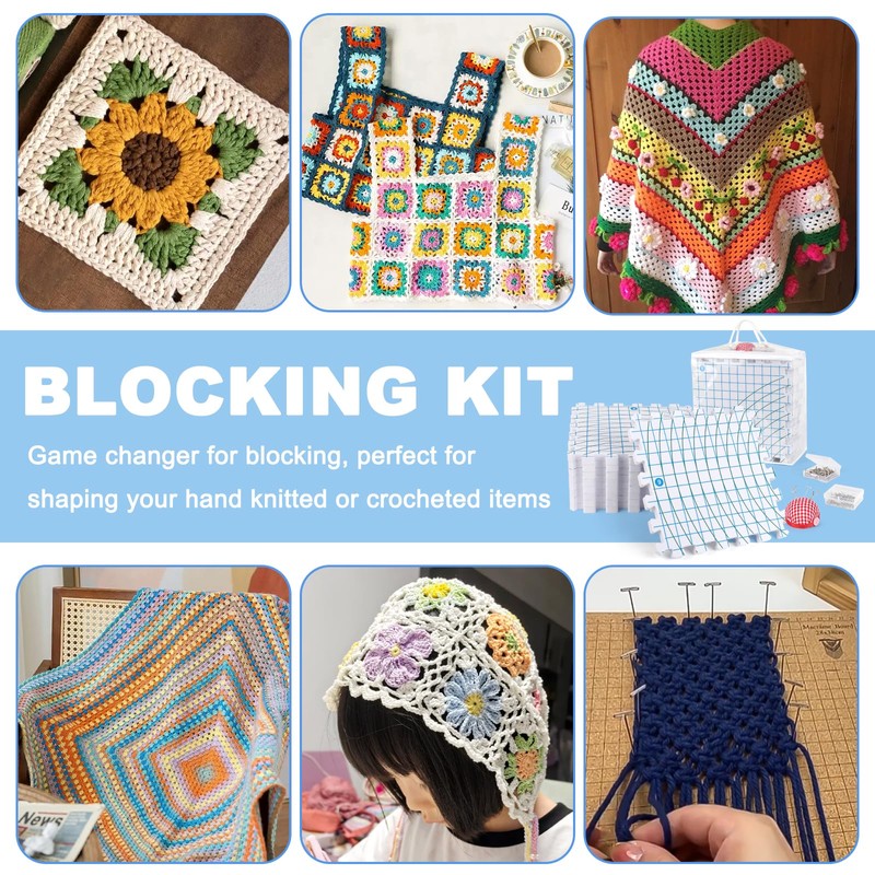 Aeelike Blocking Mats for Knitting and Crochet, 9 Pack Thick