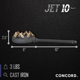 Concord Cast Iron Jet Burner Single Propane Outdoor Burner Head Assembly with Brass Flame Tips (Jet 10)