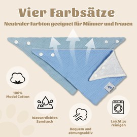 Ghguole Pack of 12 Baby Triangular Bibs, Muslin Neckerchief for Boys and Girls, Baby Organic Cotton, Drool Bibs, Super Absorbent, Adjustable, Neutral pastel shades