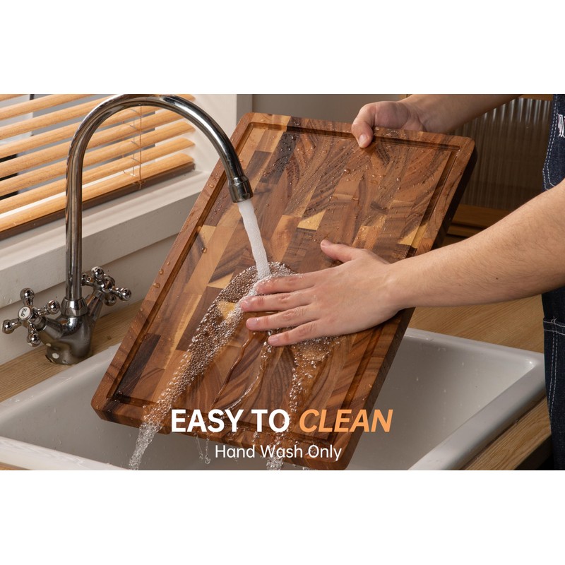 FYCTIO Walnut End Grain Cutting Board with Juice Groove &