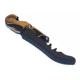 TIPSY Wine Accessories Soft Velvet Touch Waiters Double Hinge Corkscrew Wine Key Bottle Opener - Black