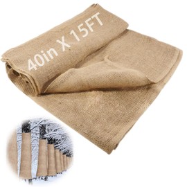 40 inches X 15 FT Natural Burlap Fabrics Plant Covers Freeze Protection,Winter Frost Plant Blankets,Tree Wraps Rolls Tree Trunk Protectors,Gardening Burlap Rolls for Decorations, Outdoor Weddings