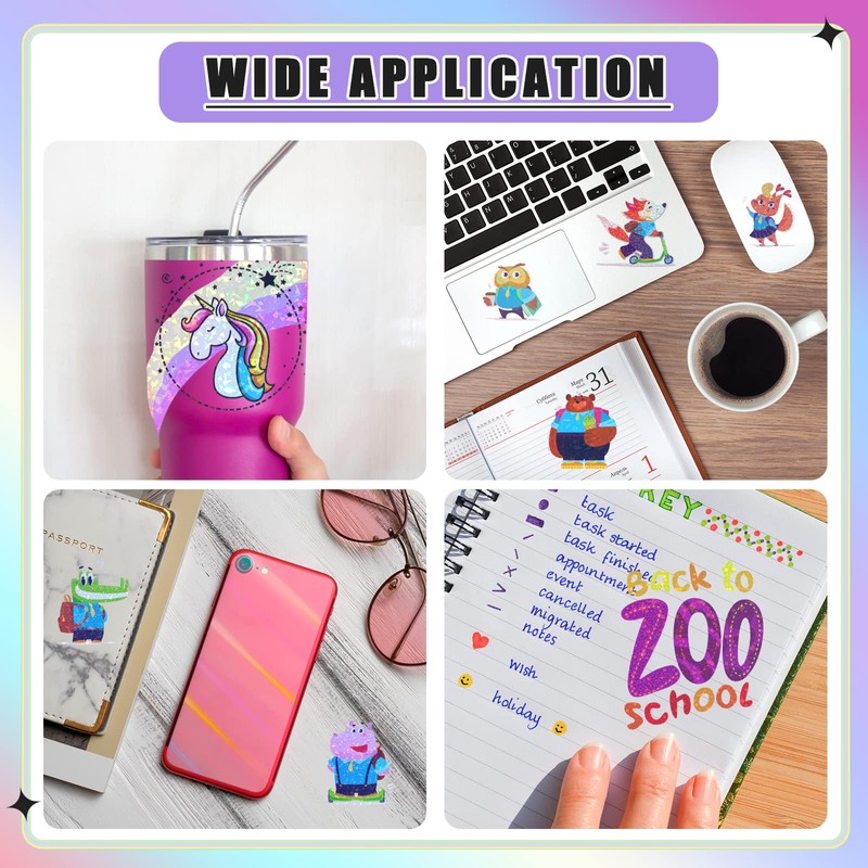 60 Sheets Printable Holographic Laminate Sheets Vinyl Sticker Paper Printable