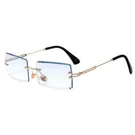 Dollger Gafas de sol rectangulares sin montura para mujer, sin marco, gafas cuadradas para hombres, ultraligeras UV400, unisex, H: Azul, 58