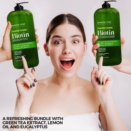 Majestic Pure MAJESTIC PURE Biotin Shampoo and Conditioner Set - With Essential Oils & Ceramides - Helps Hair Growth, Thickening, Dry & Colored Hair - Sulfate Free - For All Hair Types - Men & Women - 16 fl oz each