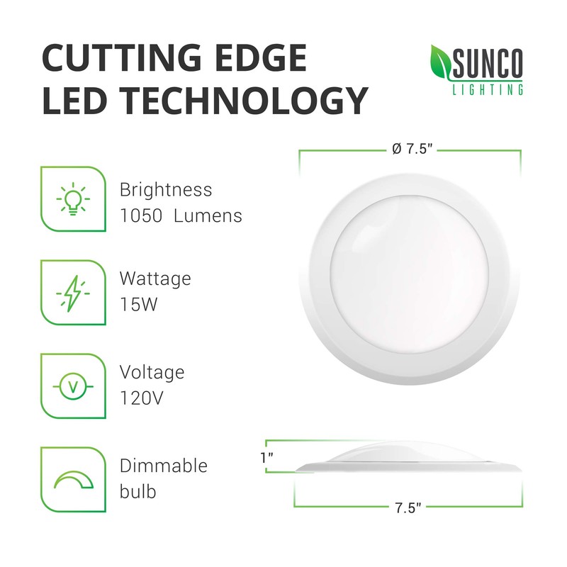 Sunco Lighting 24 Pack 5/6” LED Disk Lights Flush Mount