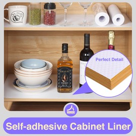 PABUSIOR Cabinet Shelf Liner Peel and Stick, Contact Shelf Paper Self Adhesive, 15.7 in x 24 FT Non-Slip Drawers Liners, Easy to Cut, Removable, White Cupboard Liner for Pantry Shelves, Countertops
