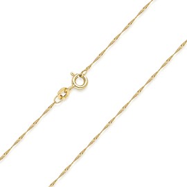 MATERIA by Matthias Wagner Necklace 585 Gold Chain Women Girls Singapore Chain 42 45 50 cm, Metal, No Gemstone