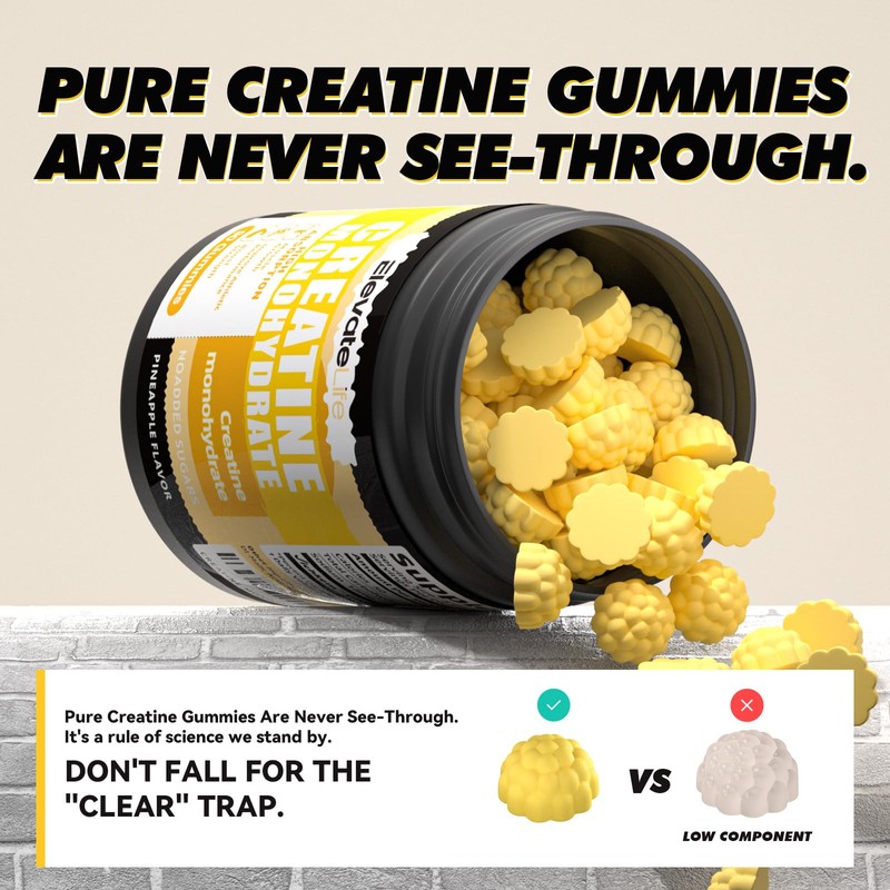 ElevateLife NSF Certified Creatine Monohydrate Gummies 5000mg for Men &