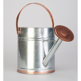 Plexon 2 Gallon Copper/Silver Galvanized Steel Watering Can, 9.5" D x 20.5" W x 14.5" H