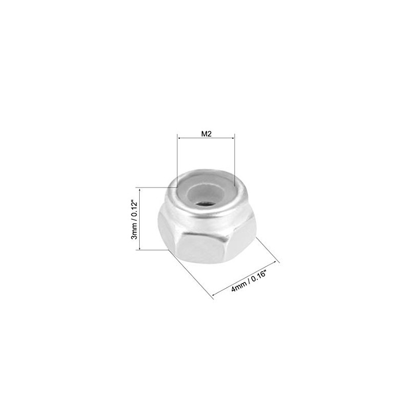 sourcing map M2 x 0.4mm Nylon Insert Hex Lock Nuts,