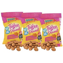 Toffee Glazed Peanuts, Sweet and Crunchy Kettle Cooked, Plant Based Protein Snacks, 5 oz, 3 Pack