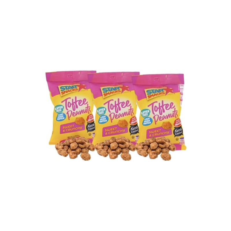 Toffee Glazed Peanuts, Sweet and Crunchy Kettle Cooked, Plant Based