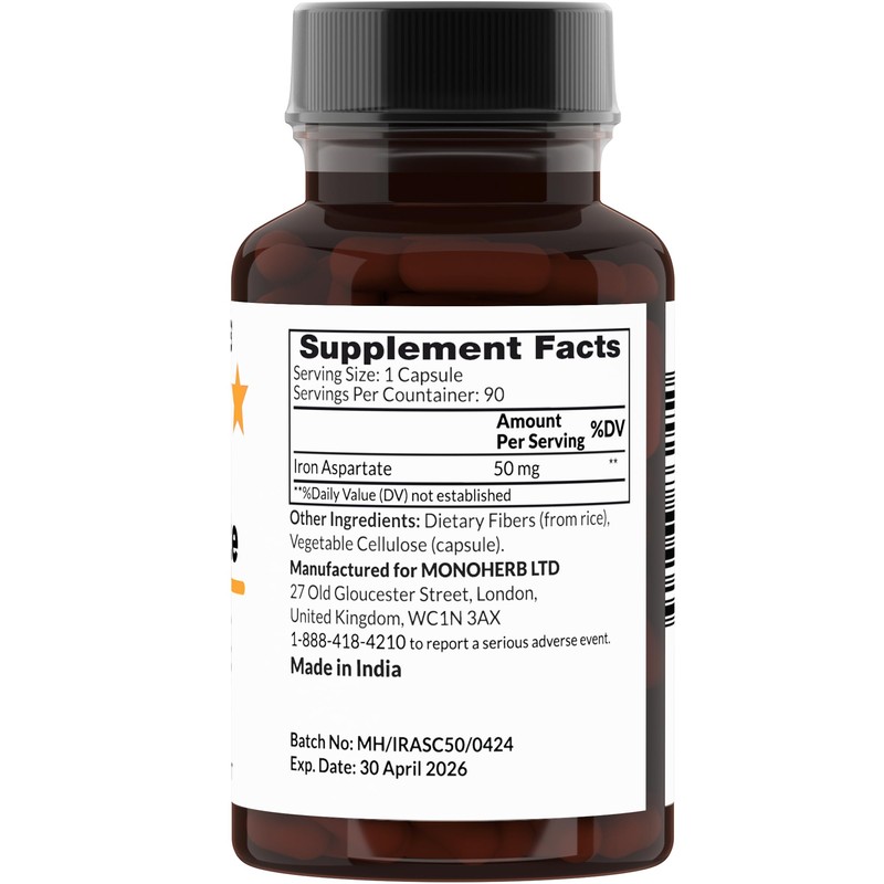 Iron Aspartate 50 mg - 90 Veg Capsules