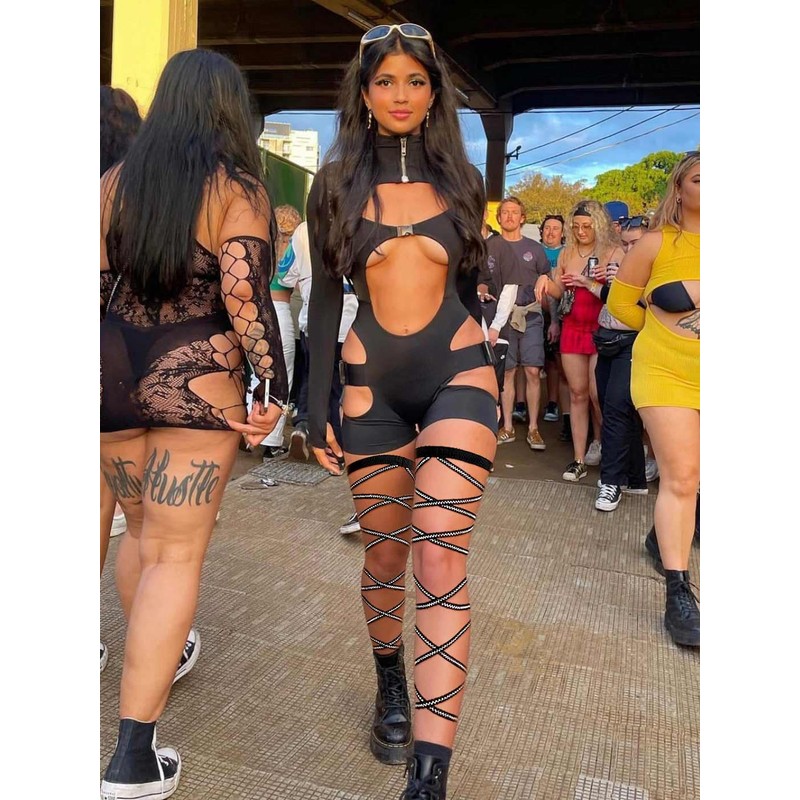 Flayem Women's Leg Garter Elastic Sparkly Leg Wrap Non-Slip Adjustable