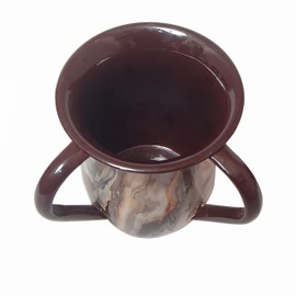 Fenzo Judaica Hand Wash Cup Netilat Yadayim Last Water 2 Handle Shabbat/Shabbat Judaica Gift for Rosh Hashanah Brown Judaica Hand Wash Cup Netilat Yadayim