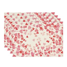Artoid Mode Pink Love - Juego de 4 manteles individuales para el día de San Valentín, 30.48 x 45.72 cm, tapete de mesa de aniversario de temporada, para decoración de fiesta, cocina, comedor