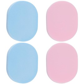 GORGECRAFT 4 Pieces 2 Colours Facial Cleansing Sponge Oval Reusable Face Wash Sponge Pink Blue Makeup Remover Sponge Pads for Daily Facial Cleansing Makeup Removal Tool