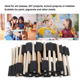 Agatige 50PCS Sponge Paint Brushes Set, 5.9 x 1 Inch Foam Brushes with Wood Handles Ideal for Acrylics Stains Varnishes Crafts Art Projects Children's Drawing Graffiti Tools