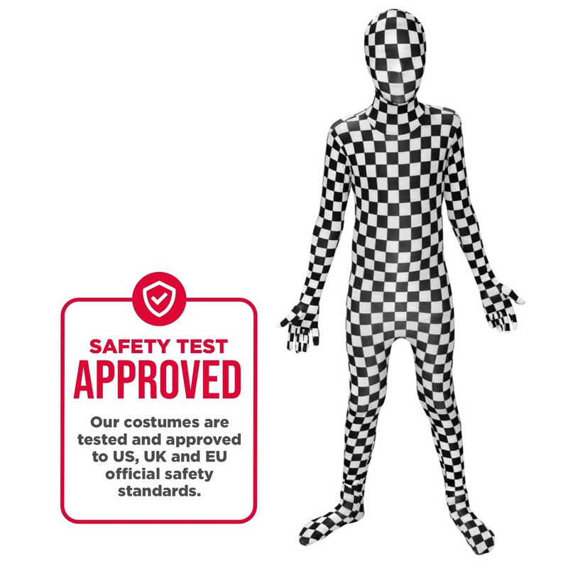 Morphsuits Black and White Check Kids Fancy Dress Costume -