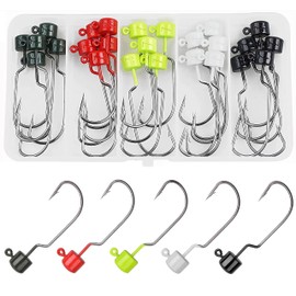 Ned Rig Jig Heads Kit, 25pcs Finesse Mushroo Shroom Jig Hooks for Soft Lures Bass Crappie Jig Heads Fishing Hooks for Freshwater Saltwater, 5 Color 5 Size