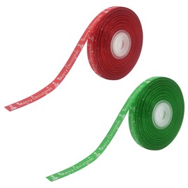 Christmas Ribbons, 2 Rolls 50 Yards Merry Christmas Ribbon Grosgrain Wrapping Ribbon with Christmas Pattern for Xmas Party Favors DIY Crafts Package Decor Y4SDLWD (Christmas)
