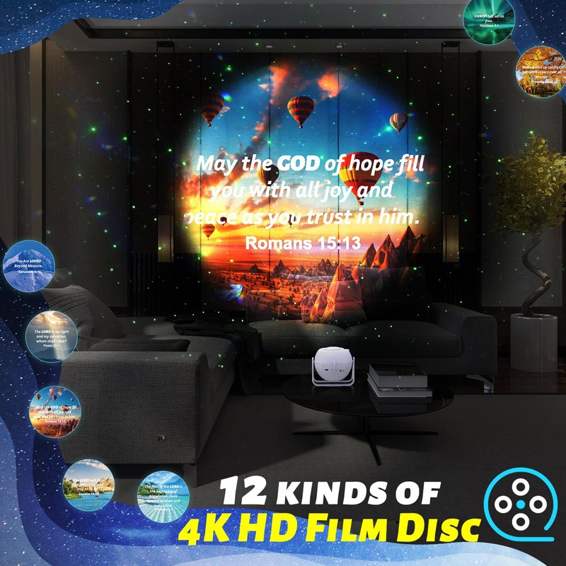 Aurelema Landscape Verses Projector Galaxy Projector Includes 12 Interchangeable Christian
