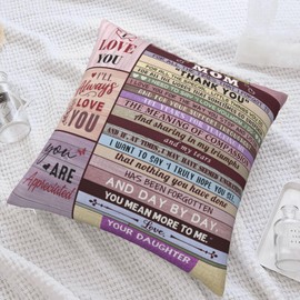 Gifts for Mom Christmas from Daughter, Happy Birthday Mom Gifts from Daughters, Mother Birthday Gifts, Sentimental Best Gifts for Elderly Mom, I Love You Girl Mom Gifts Throw Pillow Cover 18"x 18"