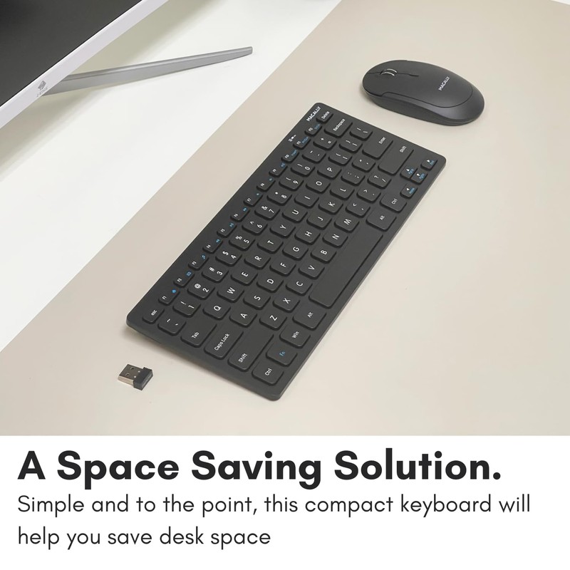 Macally Small Wireless Keyboard - 2.4G Ergonomic & Comfortable Mini