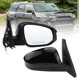 Lqito Right Passenger Side Mirror Compatible with 2014-2024 Toyota 4Runner With Manual Folding Power Glass Heated Black Replace#87910-35B90(5Pins)