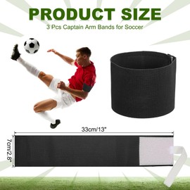 PATIKIL Soccer Captain Armband, 3 Pcs Captain Arm Bands for Soccer Elastic Captain Arm Band Sports Captain Armbands for Youth Adult Football Team Training Black