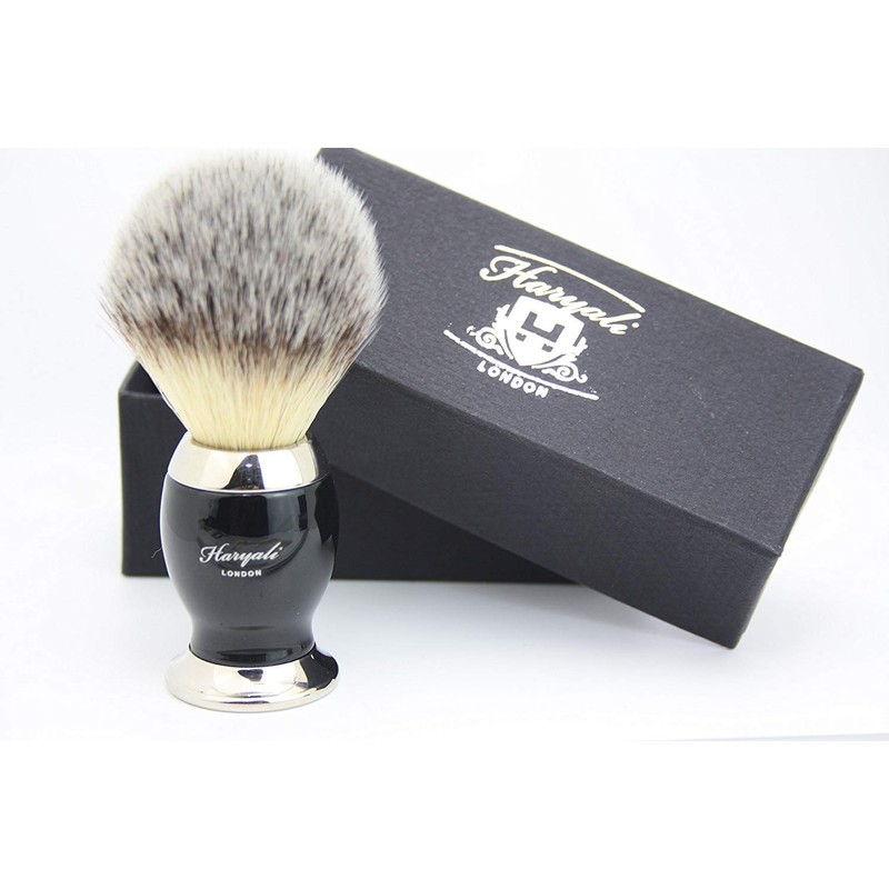 Synthetic Hair Shaving Brush Black & Silver with Classic Box