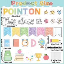 Composition Notebook Bulletin Board Set Welcome Back to School Paper Cutouts This Class is on Point Bulletin Board Pencil Schoolbag Pastel Paper Cutouts for School Office Chalkboard Wall Door Decor